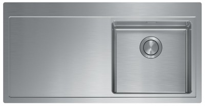 Lavello da Incasso 1 Vasca con gocciolatoio a Sinistra 100 x 50 cm Slim - Filotop Acciaio Inox satinato con fascia miscelatore ENEA 017102.D2.01.2034