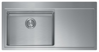 Lavello da Incasso 1 Vasca con gocciolatoio a Destra 100 x 50 cm Slim - Filotop Acciaio Inox satinato con fascia miscelatore ENEA 017103.S2.01.2034