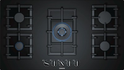 Piano Cottura da Incasso a Gas Vetro temperato Nero 90 cm Griglie in Ghisa 5 Fuochi iQ500 Siemens EP9A6QB90