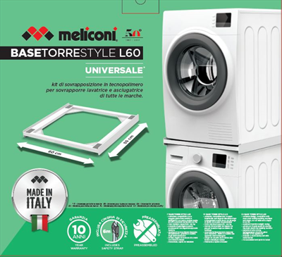 Meliconi Base Torre Style L60 per Sovrapposizione Lavatrice e Asciugatrice