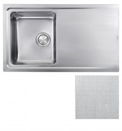 Lavello da Incasso 1 Vasca con gocciolatoio Reversibile 86 x 51 cm Slim - Semifilo Acciaio Inox finitura microdecoro EVOLUZIONE 015073.X2.01.2033 - 015073RCSSP