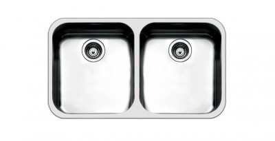 Lavello da Incasso 2 Vasche Sottotop 89 x 51 cm Acciaio Inox Serie Ferrara Apell FE4545UBC