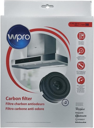 Filtro carbone circolare Type 58 Originale per cappa aspirante Ariston Indesit Whirlpool Hotpoint C00384666 484000008782