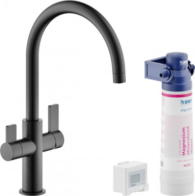 Miscelatore Bicomando con Acqua Filtrata Canna Girevole Finitura Gun Metal Pvd Satinato - Moon drop PVD Nobili FL96824/3VBGUP Sorgente Filtra Canna J Gun Metal Pvd 