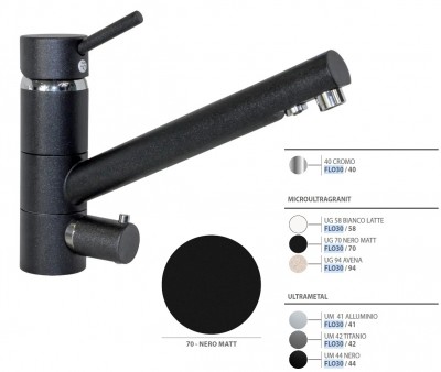 FLO30 Miscelatore rubinetto Plados  code 70 ULTRAGRANIT BLACK MATT