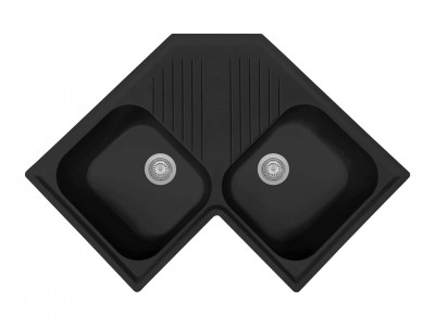Plados FTA8320-70 Lavello angolare 2 vasche con gocciolatoio Serie Atlantic 83-20 finitura 70 ULTRAGRANIT BLACK MATT