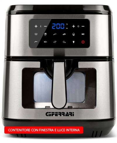 G3 Ferrari Friggisano Top G10210 Friggitrice ad Aria Capacità 9,2 Litri 2100 Watt 9 Programmi Nero/Silver