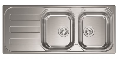 Lavello da Incasso 2 Vasche con gocciolatoio a Sinistra 116 x 50 cm Sopratop Acciaio Inox satinato CM GHIBLI 015847.D1.01.2016