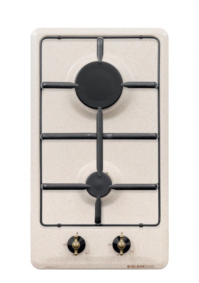 Glem Gas GT32SA Piano Cottura da Incasso a Gas 30 cm Finitura Sabbia 2 Fuochi