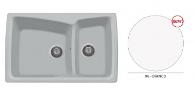 HR0792 Lavello 2 Vasche Plados Serie Harmony 79-20 code 98 ULTRAGRANIT BIANCO HR0792-98