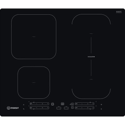 Piano Cottura da Incasso Induzione 60 cm 4 Zone DoubleSize Push-Go Vetroceramica Nera Indesit IB 65B60 NE