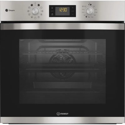 Forno da Incasso Multifunzione Elettrico 60 cm Vapore Inox Classe A+ Indesit Estetica Inox Curved - Steam - IFWS 3841 JH IX