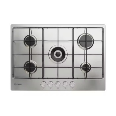 Indesit THP 752 W/IX/I 1 Piano Cottura da Incasso a Gas 75 cm 5 Fuochi Acciaio Inox Griglie Smaltate Linea in acciaio inossidabile - THP752WIXI1 