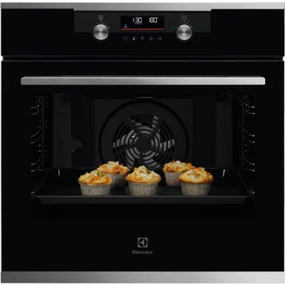 Forno da Incasso Multifunzione Elettrico 60 cm Pirolitico SteamBake Vapore Estetica Vetro Nero con Finiture Inox Antimpronta A+ Electrolux KODDP66X