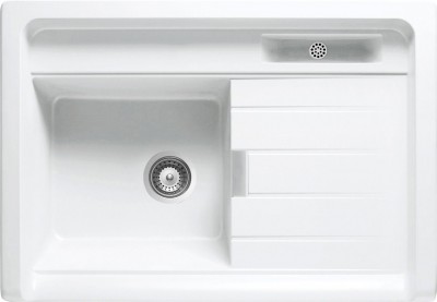 Lavello in appoggio 1 Vasca con gocciolatoio a destra 900 x 628 mm Cristadur Premium Bianco Puro LARGO M100 LARM100099