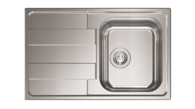 Lavello da Incasso 1 Vasca con gocciolatoio a Sinistra 79 x 50 cm Sopratop Acciaio Inox satinato CM LEVANTE 015721.D1.01.2018