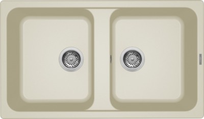 Lavello da Incasso 2 vasche 86 x 50 cm finitura Granitek Bianco Antico 62 Life 500 Elleci LG245062