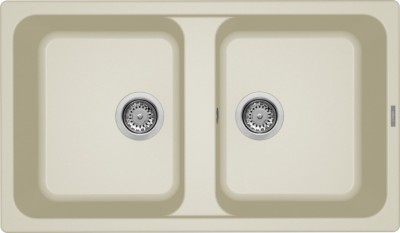 Elleci LG245062 Lavello da Incasso 2 vasche 86 x 50 cm finitura Granitek Bianco Antico 62 Life 500