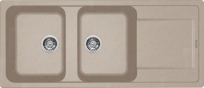 Lavello da Incasso 2 vasche con gocciolatoio Reversibile 116 x 50 cm finitura Granitek Avena 51 Life 500 Elleci LG250051