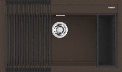 Lavello da Incasso 1 vasca - Monovasca Sopratop 86 x 51 cm con Accessori finitura Granitek Matt Espresso 78 Best 360 Bundle  Elleci LGB36078K2