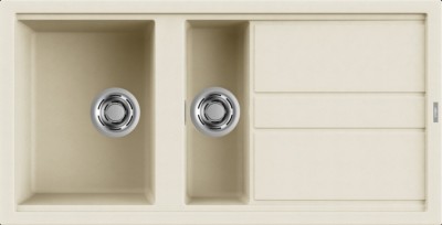 Elleci LGB47562 Lavello 1 vasca e vaschetta con gocciolatoio Reversibile Sopratop 100 x 51 cm finitura Granitek Classic Bianco Antico 62 Best 475