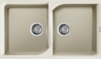 Elleci LGE45062 Lavello 2 vasche Sopratop 86 x 50 cm finitura Granitek Classic Bianco Antico 62 Ego 400