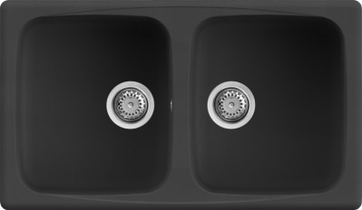 Elleci LGM45040 Lavello 2 vasche Reversibile Sopratop 86 x 50 cm finitura Granitek Matt Nero 40 Master 450