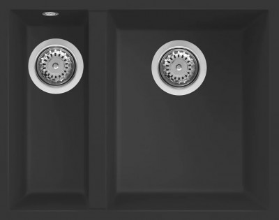 Lavello da Incasso 1 Vasca e vaschetta a sinistra Sottotop 56 x 44 cm finitura Granitek Matt Nero 40 Quadra 150 SOTTOTOP Elleci LGQ15040BSO
