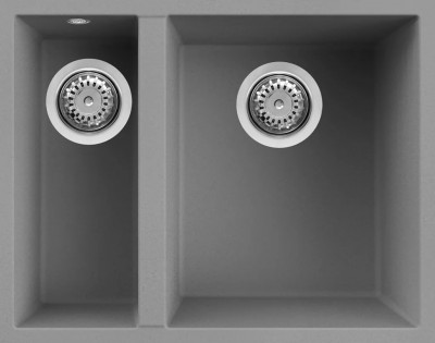 Lavello da Incasso 1 Vasca e vaschetta a sinistra Sottotop 56 x 44 cm finitura Granitek Matt Cemento 48 Quadra 150 SOTTOTOP Elleci LGQ15048BSO
