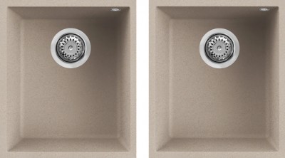 Elleci LGQ20051BSO Lavello da Incasso 2 Vasche Singole Sottotop 38 x 44 cm finitura Granitek Classic Avena 51 Quadra 200 SOTTOTOP 