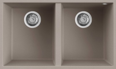 Elleci LGQ34043BSC Lavello da Incasso 2 Vasche Sottotop 77 x 46 cm finitura Granitek Matt Tortora 43 Quadra 340 SOTTOTOP