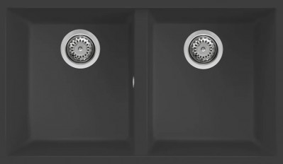 Elleci LGQ35059BSO Lavello da Incasso 2 Vasche Sottotop 760 x 435 mm finitura Granitek Classic Antracite 59 Quadra 350 SOTTOTOP