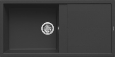 Lavello 1 vasca con gocciolatoio  Reversibile Sopratop 100 x 50 cm finitura Granitek Matt Nero 40 Unico 480 Elleci LGU48040