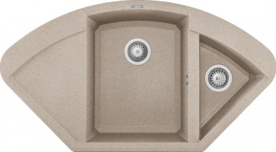 Lavello Angolare 1 vasca e Vaschetta con gocciolatoio a Destra Sopratop 1057 x 575 mm finitura Granitek Classic Avena 51 Easy Corner Elleci LGYCOR51 