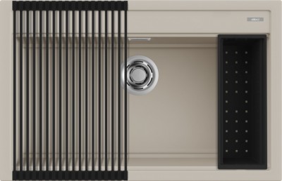 Elleci LKB13095K2 Lavello da Incasso 1 vasca - Monovasca Sopratop 79 x 51 cm finitura Keratek Champagne 95 con Flex Drainer e colander inclusi Best 130 Bundle