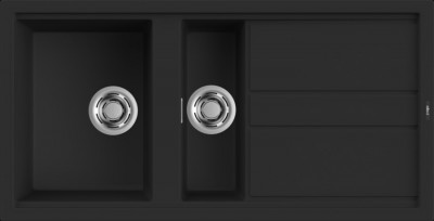 Elleci LKB47586 Lavello 1 vasca e vaschetta con gocciolatoio Reversibile Sopratop 100 x 51 cm finitura Keratek Black 86 Best 475