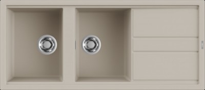 Elleci LKB50095 Lavello 2 vasche con gocciolatoio Reversibile Sopratop 116 x 51 cm finitura Keratek Champagne 95 Best 500