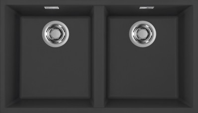 Lavello Cucina 1 vasca - Monovasca Integrato - Sottotop 760 x 435 cm Keratek Black 86 INTEGRA 350 Elleci LKQ35086BIN