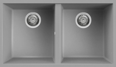 Elleci LKQ35097BSO Lavello da Incasso 2 Vasche Sottotop 760 x 435 mm finitura Keratek Light Grey 97 Quadra 350 SOTTOTOP