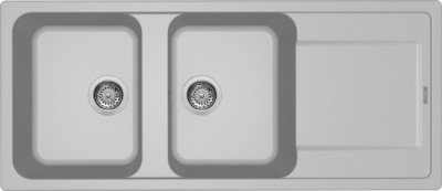 Lavello da Incasso 2 vasche con gocciolatoio Reversibile 116 x 50 cm finitura Granitek Metal Aluminium 79 Life 500 Elleci LM250079