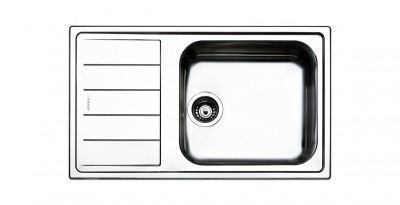 Lavello da Incasso 1 Vasca con Gocciolatoio a Sinistra Semifilo 86 x 50 cm Acciaio Inox Linear Apell LNG861ILBC