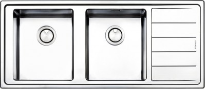 Lavello da Incasso 2 Vasche con Gocciolatoio a Destra Semifilo 116 x 50 cm Acciaio Inox Linear plus Apell LNP1162IRBC