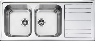 Lavello da Incasso Semifilo 2 Vasche con Gocciolatoio Reversibile 116 cm Inox Estetica Universale Smeg LPR116 