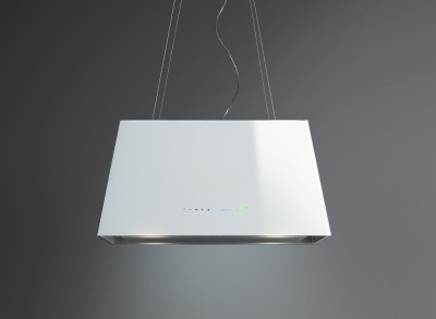 Cappa a Isola Sospesa 67 x 45 cm Vetro Temperato Bianco Sistema purificazione dell’aria FALMEC Lumière E.ion - CELI67.E0P6#ZZZF441F