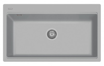 Plados LX8610-N4 Lavello Monovasca Plados 86 x 51 cm Sopratop con Fascia Miscelatore Finitura N4 NANOSTONE URBAN GREY Serie Lux 8610 