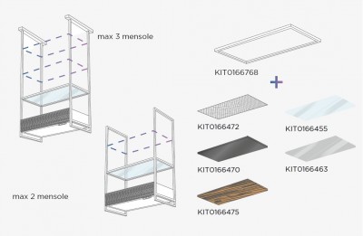 Kit mensola vetro extra-chiaro OPEN SUITE SUPERIOR - Elica KIT0166455