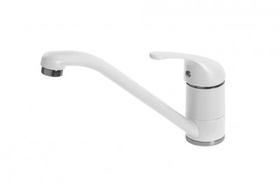 Elleci MGKMIN68 Miscelatore monocomando Cucina con canna girevole Minerva finitura Granitek Matt Bianco 68 