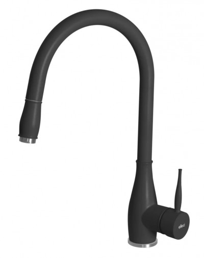 Elleci MGKMIN40 Miscelatore monocomando Cucina con canna girevole e doccetta estraibile Neva finitura Granitek Matt Nero 40 