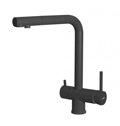 Elleci MGKTOU40 Miscelatore Filtrante monocomando Cucina con canna girevole Tourmaline finitura Granitek Matt Nero 40 