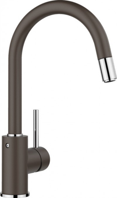 Miscelatore da Cucina Monocomando con Canna Alta Girevole Doccetta Estraibile Silgranit Caffè Blanco MIDA-S 1521461 - 521461